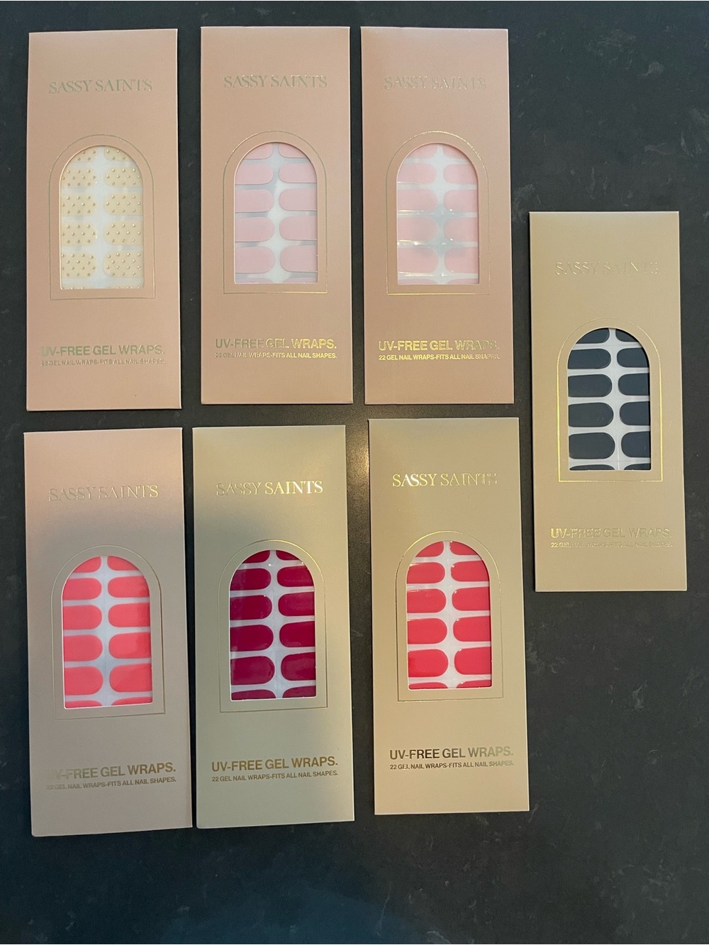 Sassy Saints Press-On UV-Free Gel Nail Wraps — Pink & Red Shades Pack